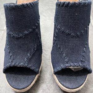 Dark denim wedge sandals